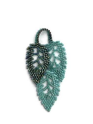 Beaded leaf pendant, small picture