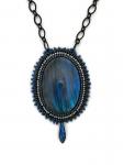 Blue Oval Labradorite Pendant