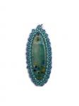 Bead embroidered oval enamel pendant