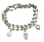 Labradorite Peace, Love & Hamsa  Wrap Bracelet & Necklace