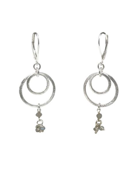 Double Shiny Silver Circles with Labradorite  Earrings picture