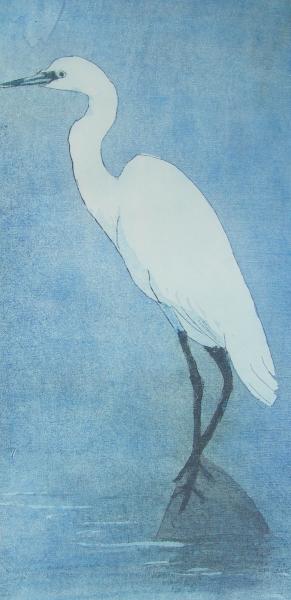 WAITING WHITE EGRET- unframed