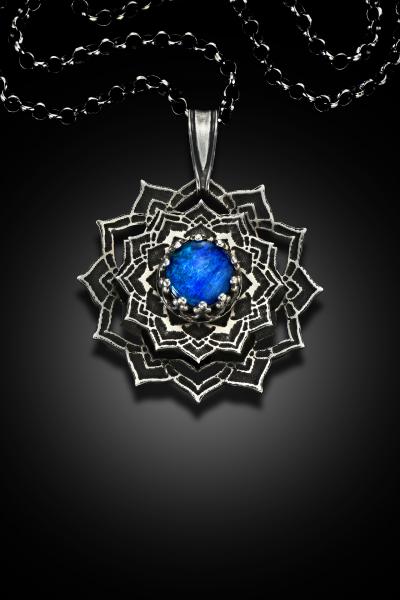 Southern Fire Etched Lotus Mandala Necklace