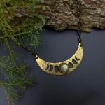 lunar phases crescent necklace with labradorite