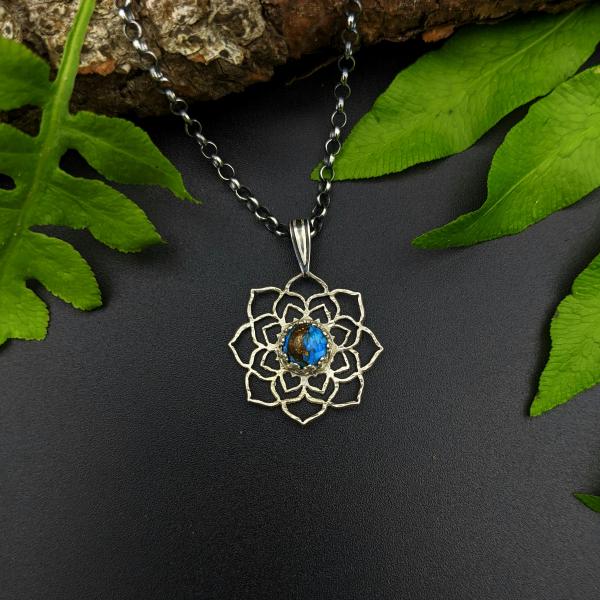 intricate sterling silver flower mandala necklace