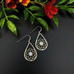 sterling silver mandala earrings with moonstone