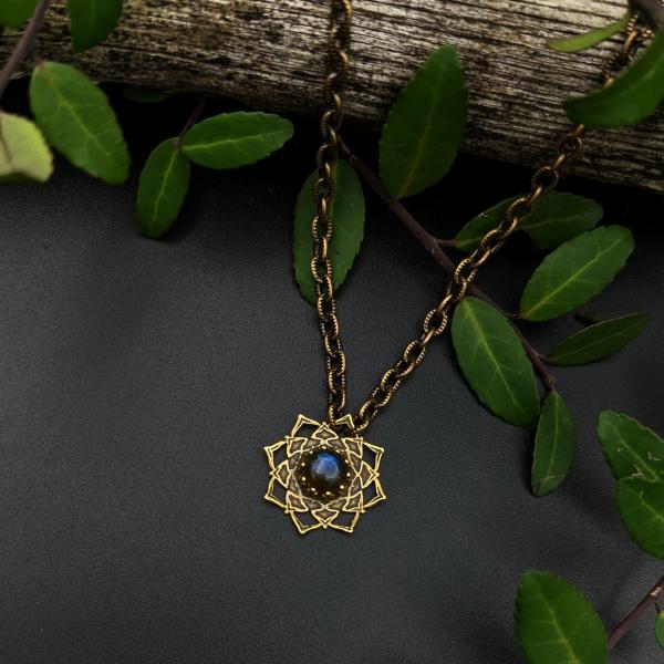 simple brass flower mandala necklace picture