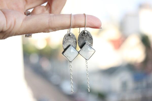 Oxidized Moonstone Earrings picture