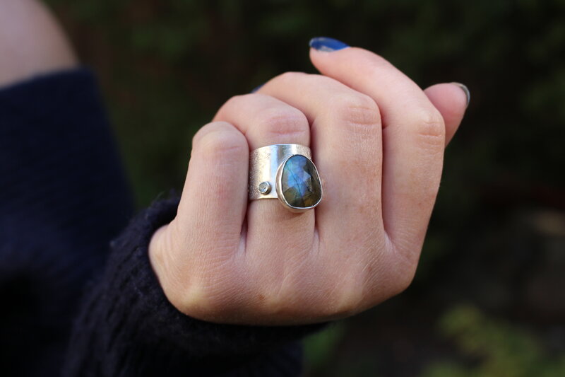 Labradorite Ring with Aquamarine picture