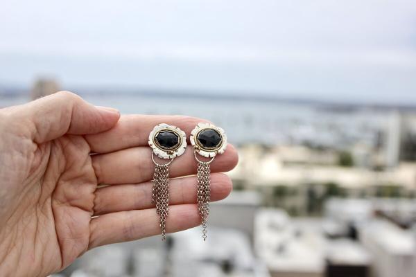 Black Onyx Mixed Metal Earrings