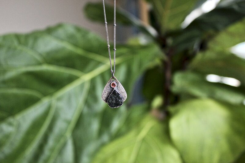Black Druzy and Garnet Necklace picture
