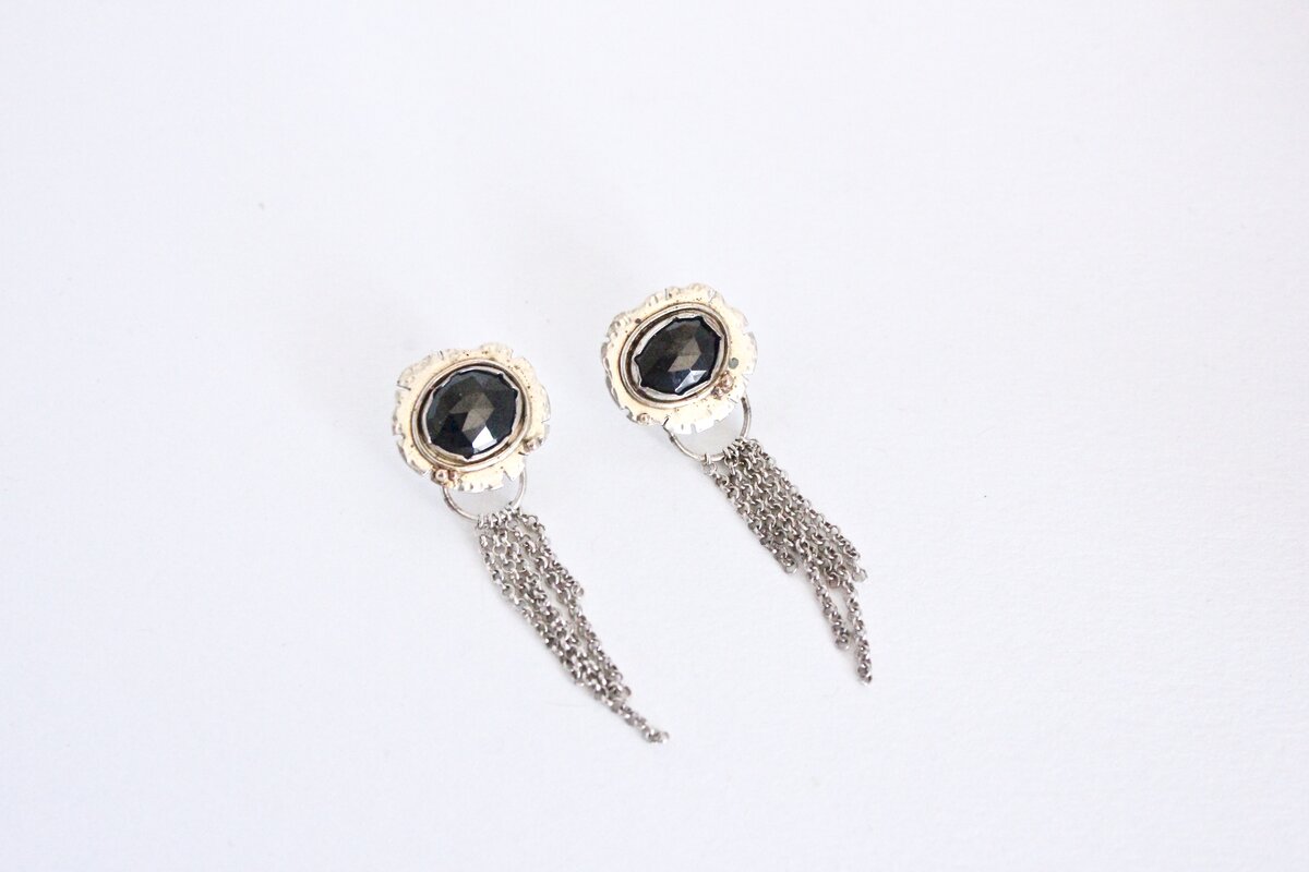 Black Onyx Mixed Metal Earrings picture