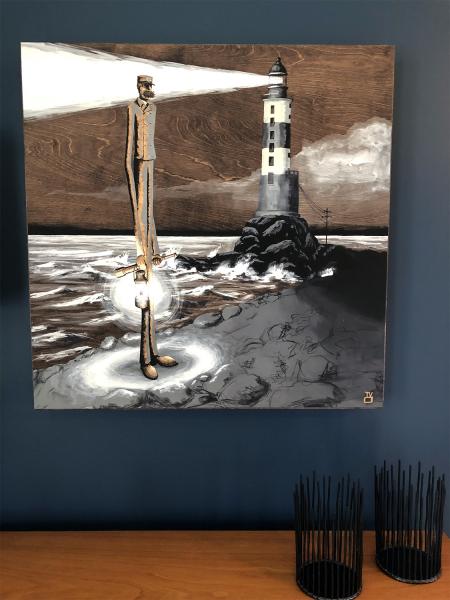 THE LIGHTHOUSE KEEPER WOOD PANEL PRINT picture