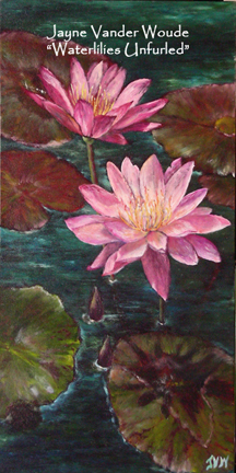 "Waterlily Unfurled" Original 12x24" Oil on Gallery-Wrap Canvas picture