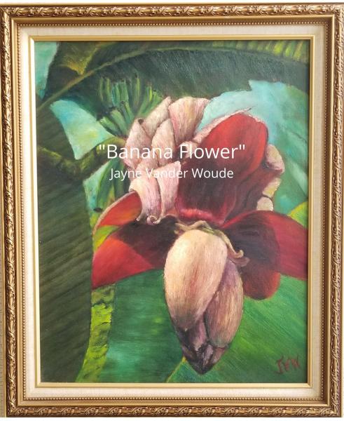 Banana Flower Original 16x20" Oil Painting.  Framed. picture
