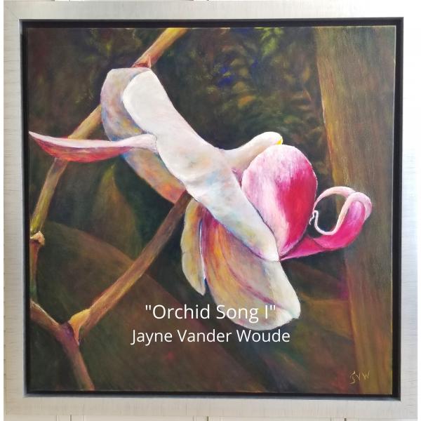 "Orchid Song I" 30x30" Original Oil Painting.  Framed. picture