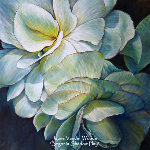 "Begonia Shadow Play" Original Oil Painting on 48x36" Gallery-Wrap Canvas picture