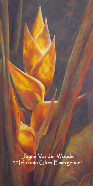 "Heliconia Aglow" 18x36" Original Oil Painting on Gallery-Wrap Canvas