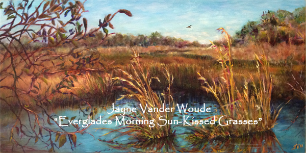 "Everglades Morning Sun-kissed Grasses" Original 36x18" Oil Painting picture