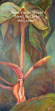 "New Life Under The Leaves" Original 18x36" Oil Painting on Gallery-Wrapped Canvas.  Framed.
