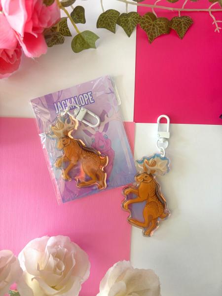 Jackalope 3in Rainbow Acrylic Keychain