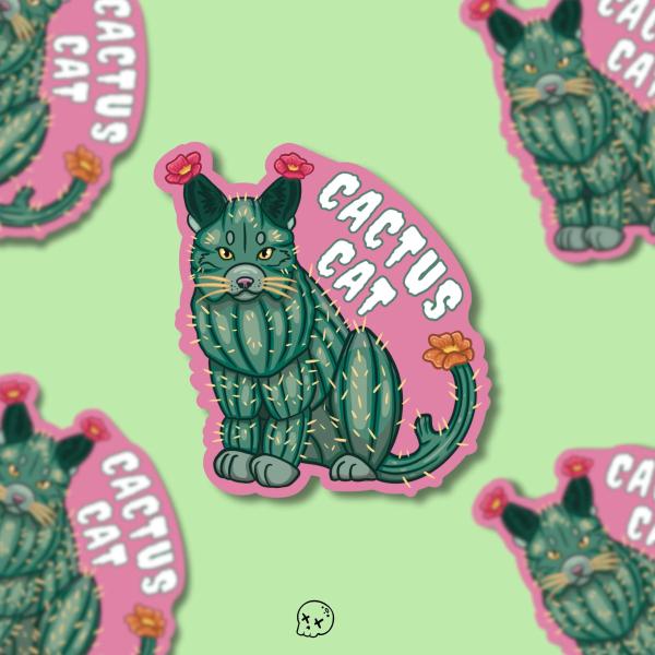 Cactus Cat Matte Sticker