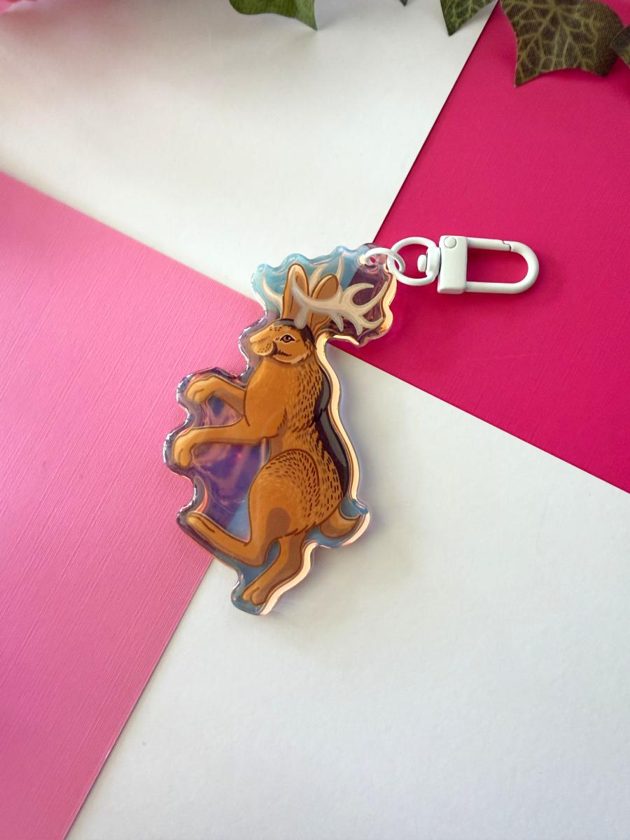 Jackalope 3in Rainbow Acrylic Keychain picture
