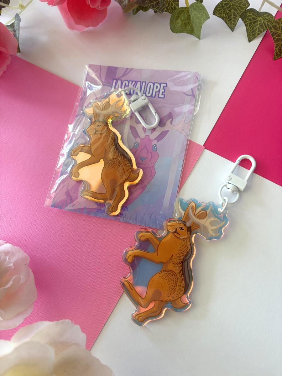 Jackalope 3in Rainbow Acrylic Keychain picture