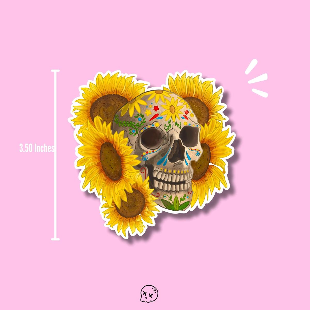 Sunflower Skull Matte Sticker picture