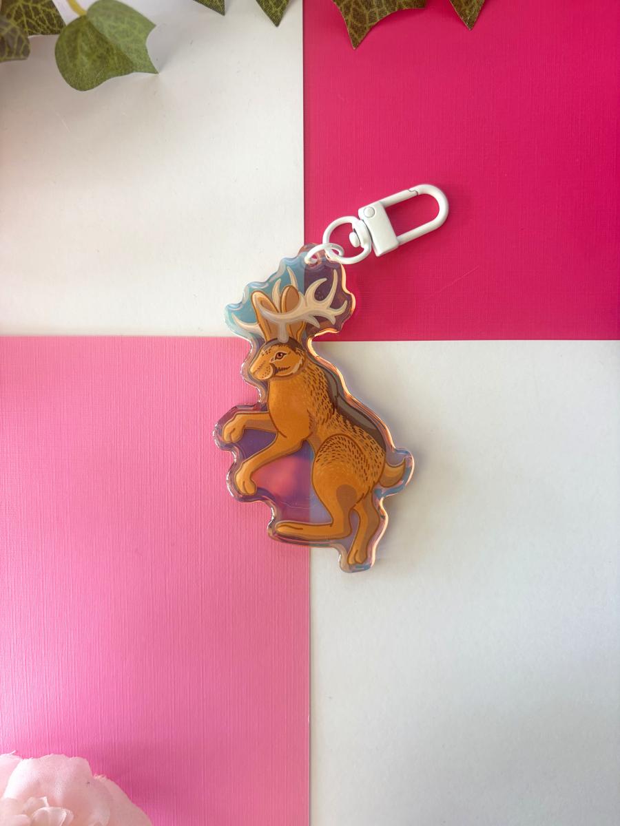 Jackalope 3in Rainbow Acrylic Keychain picture