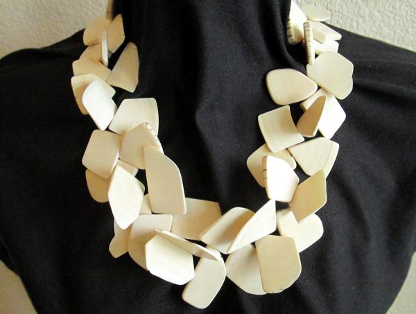 Recycled old piano keys necklace "Leaves"