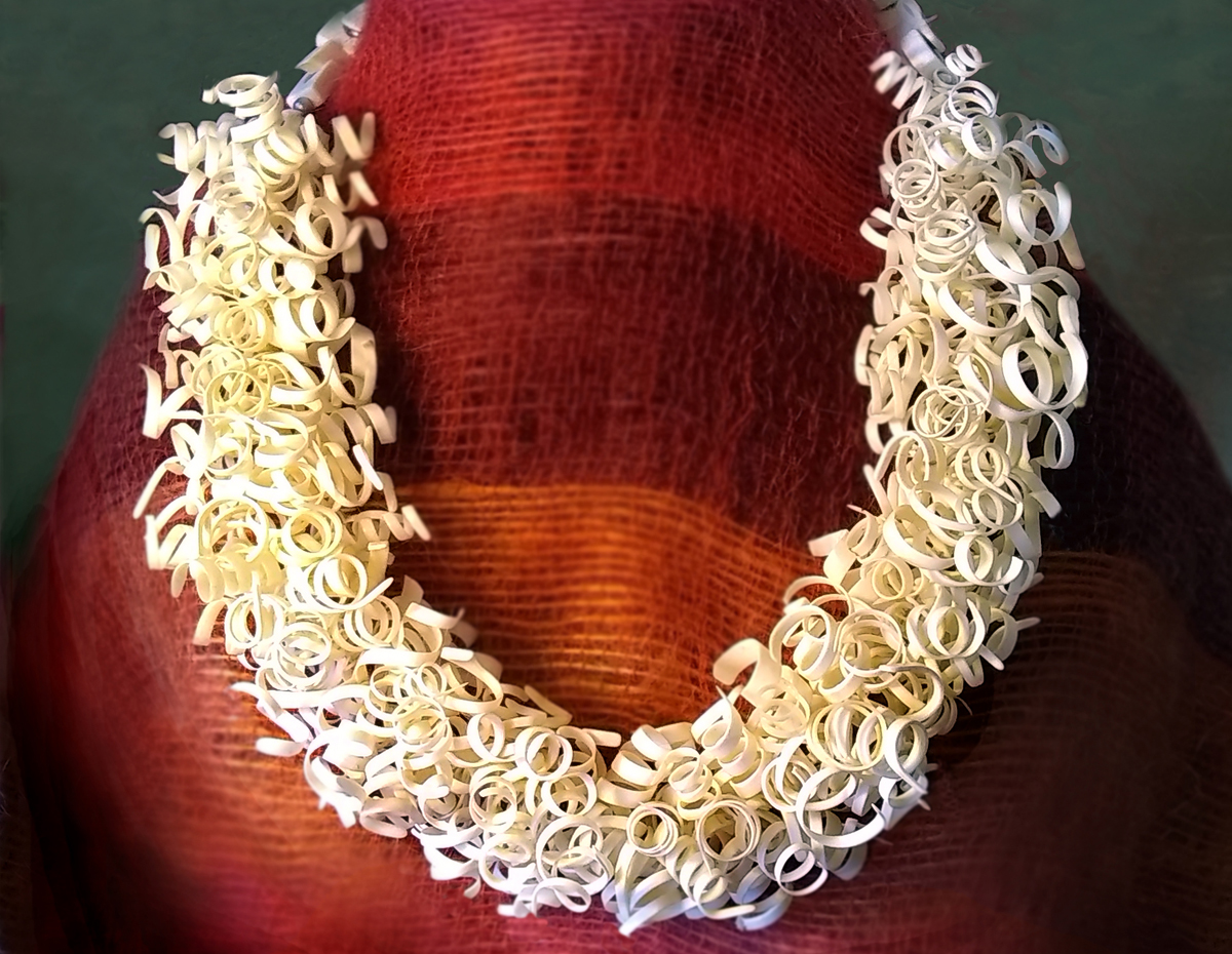Recycled old ivory piano key necklace "Bird nest" picture