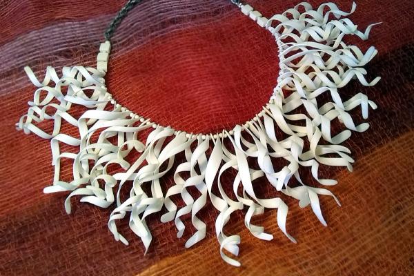Recycled 60 to 100 years old ivory piano keys necklace "Funky vibe" picture