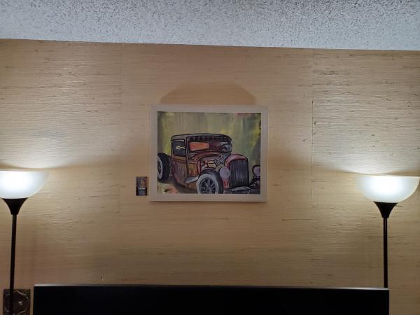 Original Painting, Framed Acrylic on Canvas Panel (16"x20"), "34 Ford Rat Rod" picture