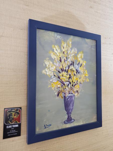 Original Painting, Framed Acrylic on Canvas Panel (11"x14"), "Vase of Flowers" picture