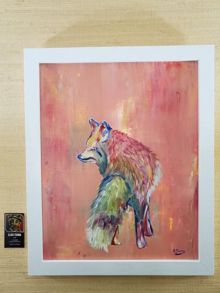 Original Painting, Framed Acrylic on Canvas Panel (16"x20"), "Looking For Food" picture