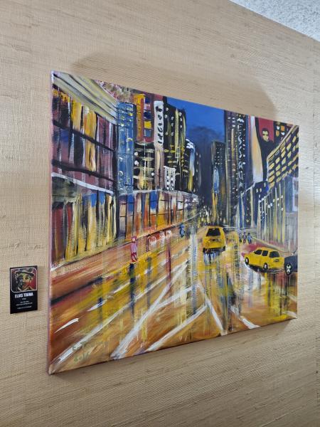 Original Painting, Acrylic on Canvas (24"x30"), "New York at Night" picture