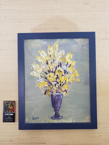 Original Painting, Framed Acrylic on Canvas Panel (11"x14"), "Vase of Flowers" picture