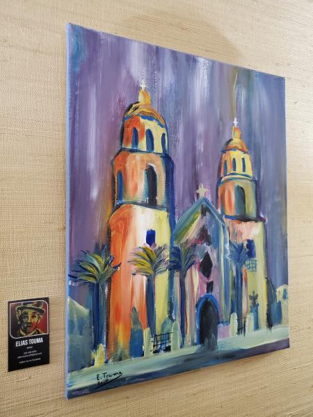 Original Painting, Acrylic on Canvas (16"x20"), "San Xavier Del Bac Mission, Arizona" picture