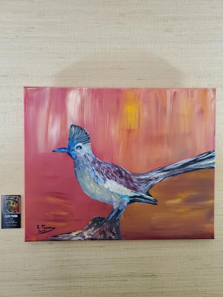 Original Painting, Acrylic on Canvas (16"x20"), "Roadrunner Bird"