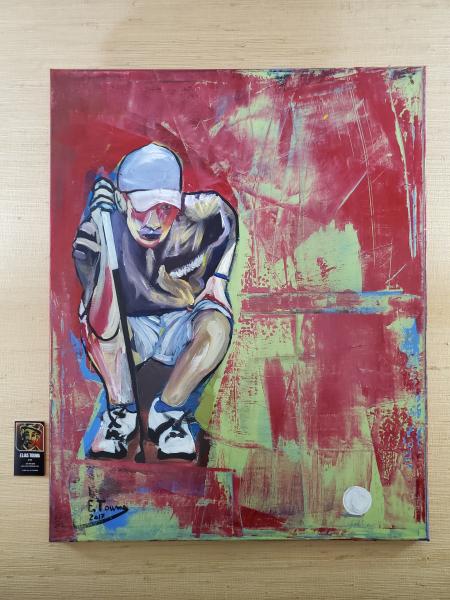 Original Painting, Acrylic on Canvas (24"x30"), "The Golf Player"