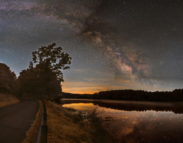 Milky Way over Quinamahoning  Dam PA. 11X14 Printed on Metal
