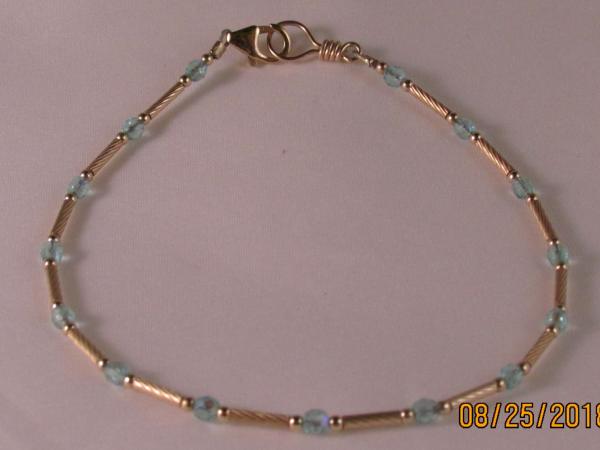 Aqua AB with Gold Fill Anklet or Bracelet