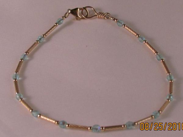 Aqua AB with Gold Fill Anklet or Bracelet