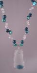 English Aqua and White Multi on Apatite, Freshwater Peal and Moonstone Chain with Sterling Silver Findings