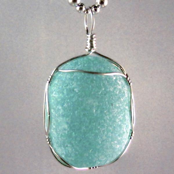 Aqua English Boulder Pendant with Sterling Silver