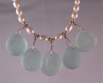 Five Piece English Seaglass with Gold Fill and Freshwater Pearls