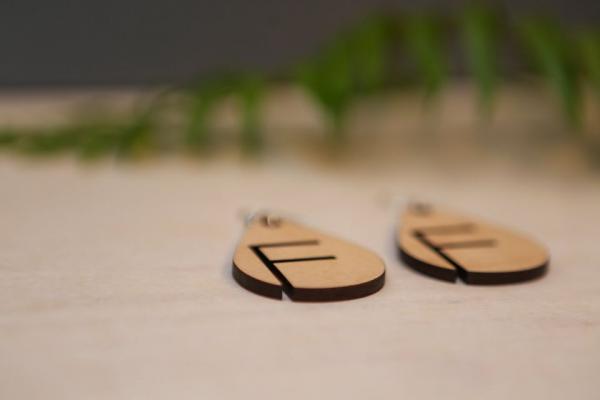 Handmade Wood Teardrop Earrings A-Z picture