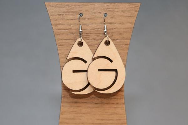 Handmade Wood Teardrop Earrings A-Z picture