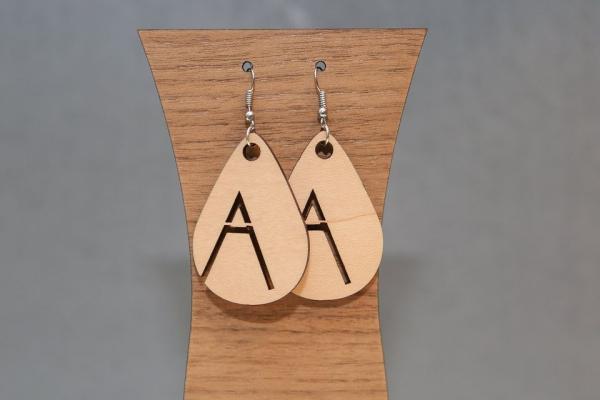 Handmade Wood Teardrop Earrings A-Z picture